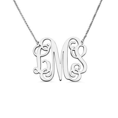 Personalized 1.65" XL Monogram Necklace In Sterling Silver