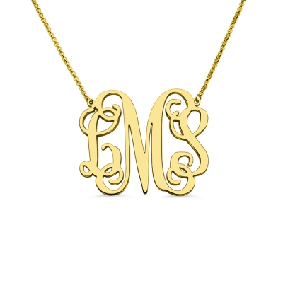 Personalized 1.65" XL Monogram Necklace 18K Gold Plated