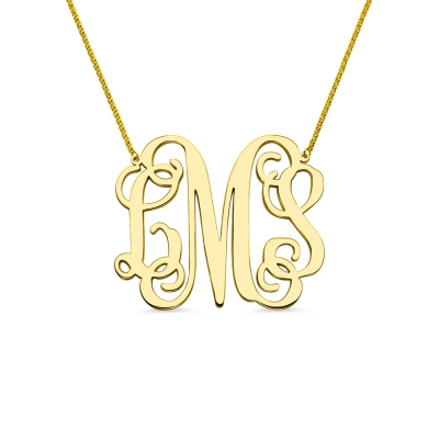 Personalized 2" XXL Monogram Necklace 18k Gold Plated