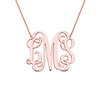 Personalized 2" XXL Monogram Necklace In Rose Gold