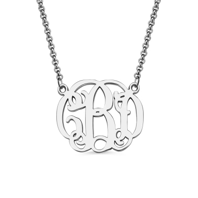 Personalized Small Celebrity Monogram Necklace In Sterling Silver