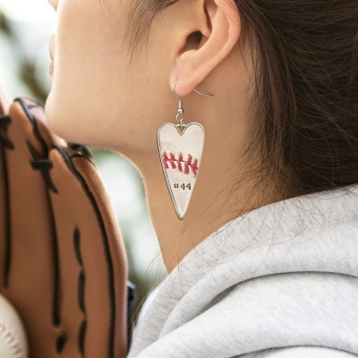Collier/boucles d'oreilles en cuir de baseball personnalisé Bijoux de sport