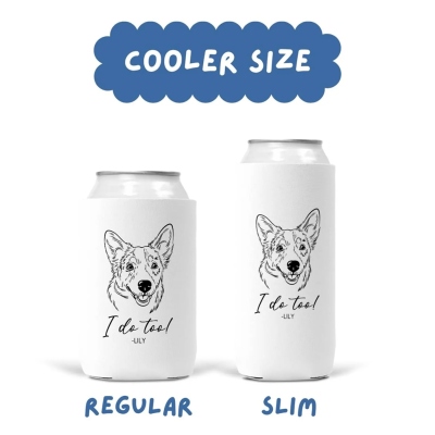 Personalized Cute Pet Portrait Can Cooler with Name, Hand Drawn Cat/Dog Sketch Insulated Drink Sleeve, Summer Party Favor, Gift for Pet Owners/Lovers