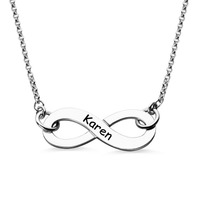 Engraved Infinity Name Necklace in Silver
