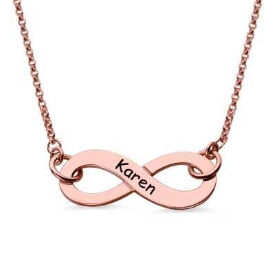 Engraved Infinity Name Necklace In Rose Gold Plated