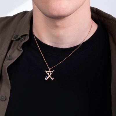 Custom Hockey Necklace Ice Hockey Sticks Name Jewelry