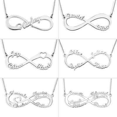 Personalized Infinity Name Necklace Sterling Silver