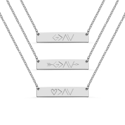 "God is greater than the highs and lows" Personalized Bar Necklace