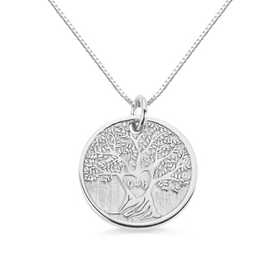Personalized Carved Heart Tree Necklace
