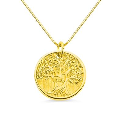 Personalized Carved Heart Tree Necklace
