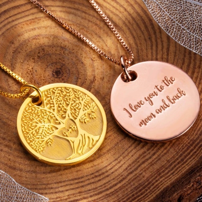 Personalized Carved Heart Tree Necklace