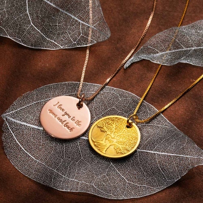 Personalized Carved Heart Tree Necklace