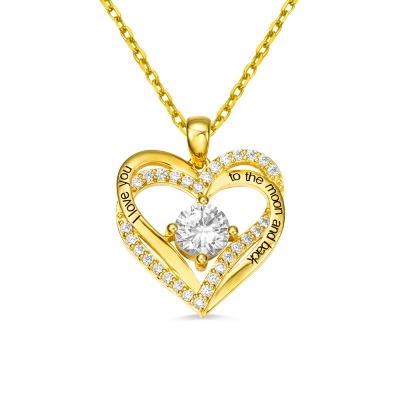 Personalized Heart Birthstone Necklace Gift for Her