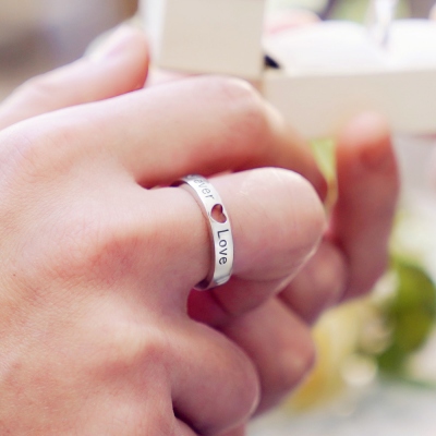 Personalized Heart Birthstone Couple Rings Gift for Lovers