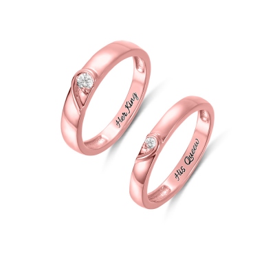 Personalized Half Heart Shaped Ring for Couple