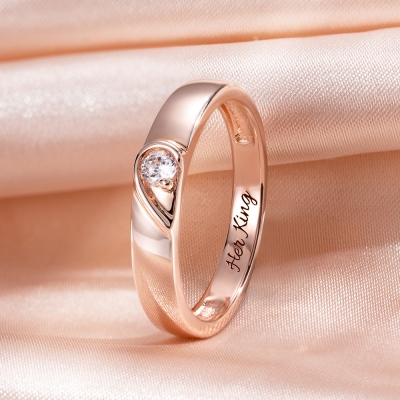 Personalized Half Heart Shaped Ring for Couple