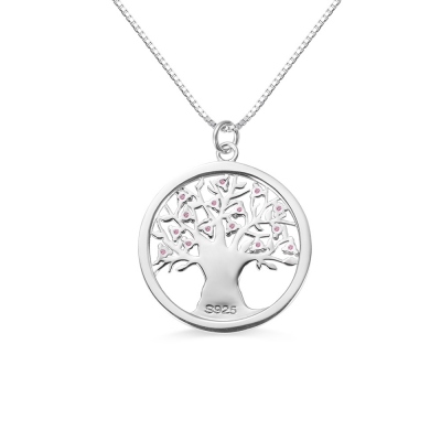 Personalized Heart Tree Birthstone Necklace