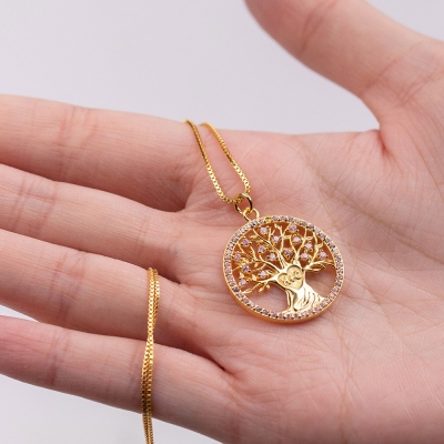 Personalized Heart Tree Birthstone Necklace