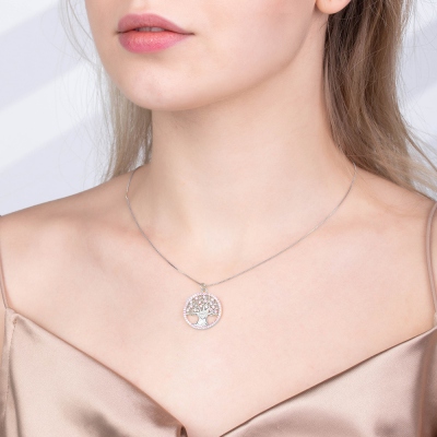 Personalized Heart Tree Birthstone Necklace