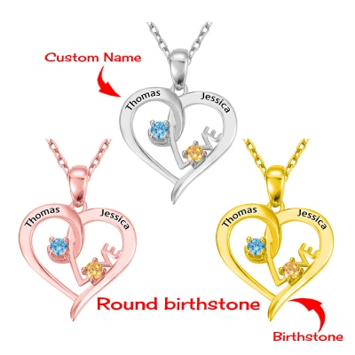 Customizable Heart-Shaped Necklace with Birthstone