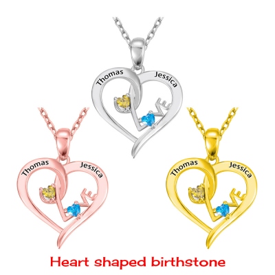 Customizable Heart-Shaped Necklace with Birthstone