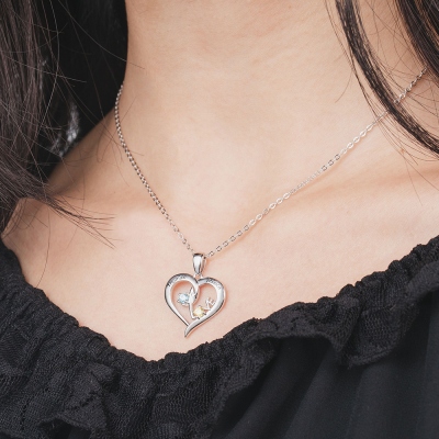 Customizable Heart-Shaped Necklace with Birthstone