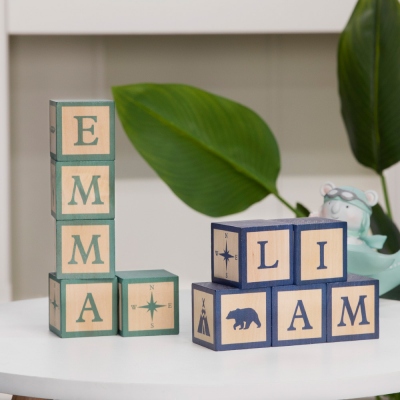 Name Blocks Woodland Nursery Decor for Baby Shower Gift