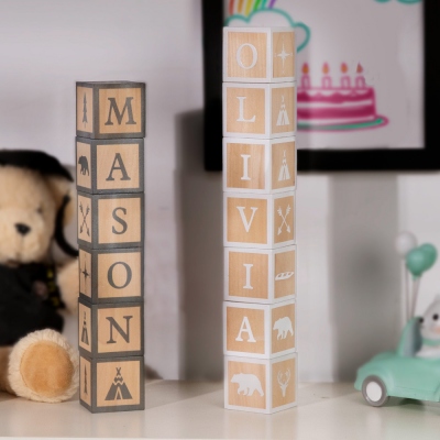 Name Blocks Woodland Nursery Decor for Baby Shower Gift