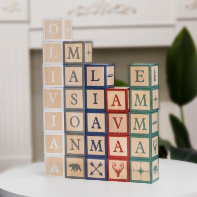 Name Blocks Woodland Nursery Decor for Baby Shower Gift