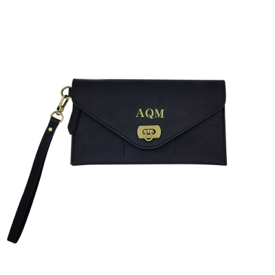 Personalized Leather Clutch Wristlet Wallet