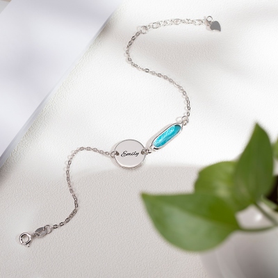 Custom Name Bracelet with Rectangle Birthstone