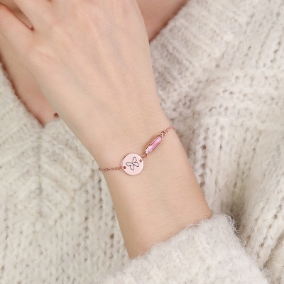 Custom Name Bracelet with Rectangle Birthstone