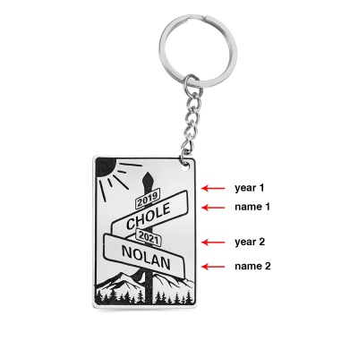 Personalized Street Sign Keychain Intersection of Love Anniversary Gift