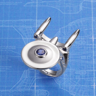 Personalized Uss Enterprise From Star Strek Ring With Birthstone