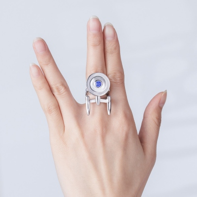 Personalized Uss Enterprise From Star Strek Ring With Birthstone
