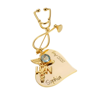 Personalized Heart Stethoscope Nursing Pin for Pinning Ceremony