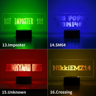 Lampe LED de signe de nom de joueur personnalisé