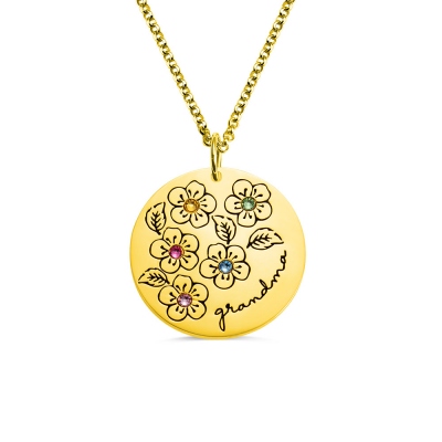 Personalized Birthstone Flower Necklace Gifts for Mother