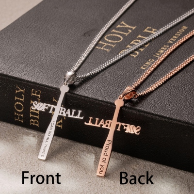 Personalized Softball or Baseball Cross Name Necklace