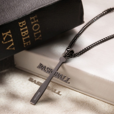 Personalized Softball or Baseball Cross Name Necklace