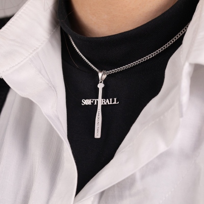 Personalized Softball or Baseball Cross Name Necklace