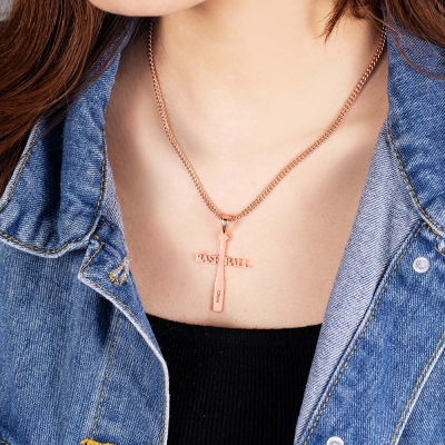 Personalized Softball or Baseball Cross Name Necklace
