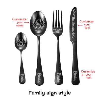 Personalized Cutlery 4-Piece Sets Gift for Adults