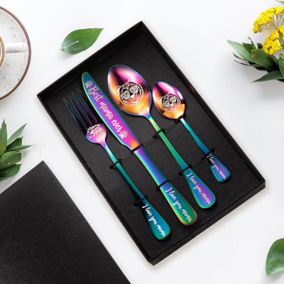 Personalized Cutlery 4-Piece Sets Gift for Adults