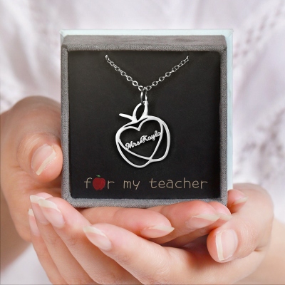 Personalized Apple Name Necklace Graduation Gifts
