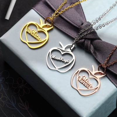 Personalized Apple Name Necklace Graduation Gifts