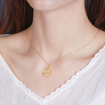 Personalized Apple Name Necklace Graduation Gifts