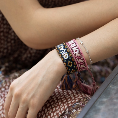Personalized Embroidered Woven Friendship Bracelet