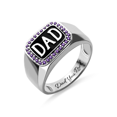Silver Plated Platinum Birthstone Charm Rings