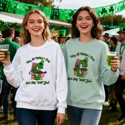 Custom Name Green Polka Dot Alphabet St. Patrick's Day Shirt, T-Shirt/Sweatshirt for Adults & Kids, St Patrick's Day Gift for Irish Family/Friends